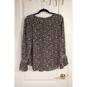 Ann Taylor LOFT Floral Ditsy Top Bell Sleeve